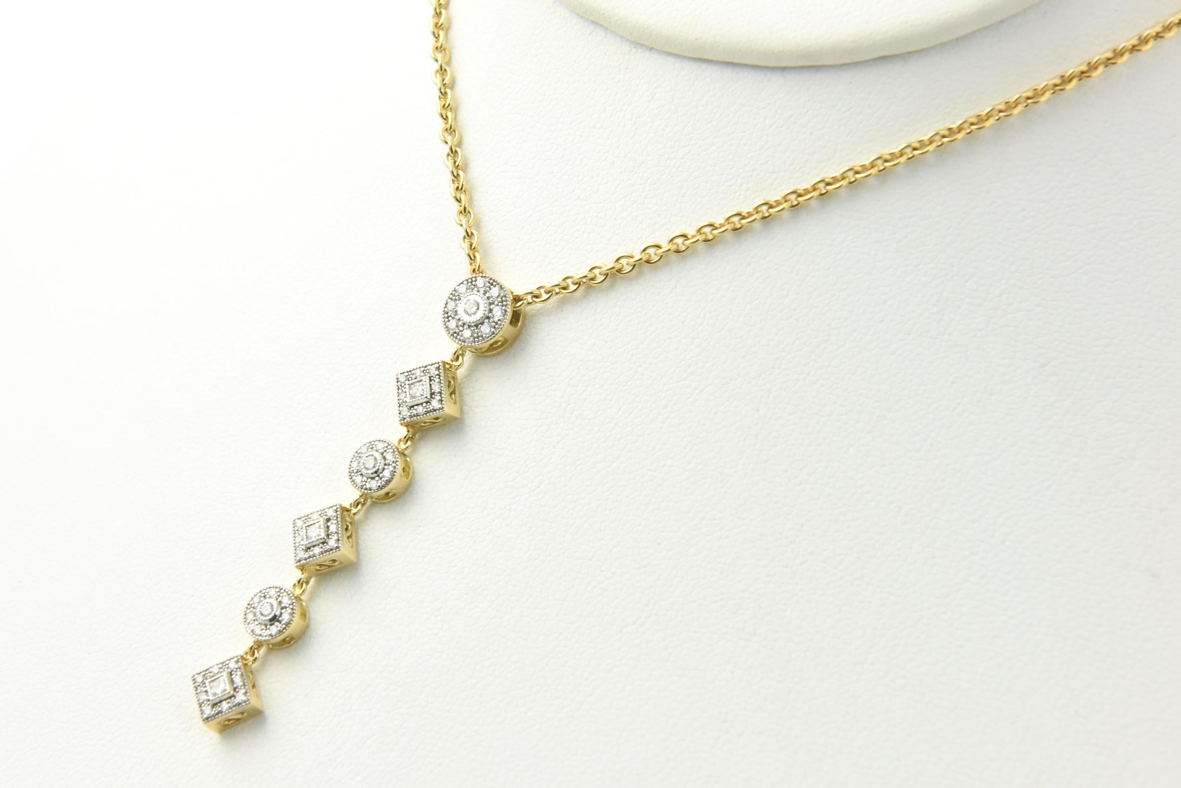 Philippe Charriol Diamond Dangle Yellow Gold Necklace For Sale 2