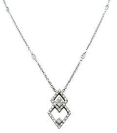 Philippe Charriol Diamant-Halskette aus 18 Karat Weißgold mit offenem geometrischem Anhänger