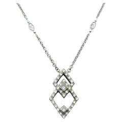Philippe Charriol Diamond Open Geometric Pendant Necklace in 18 Karat White Gold