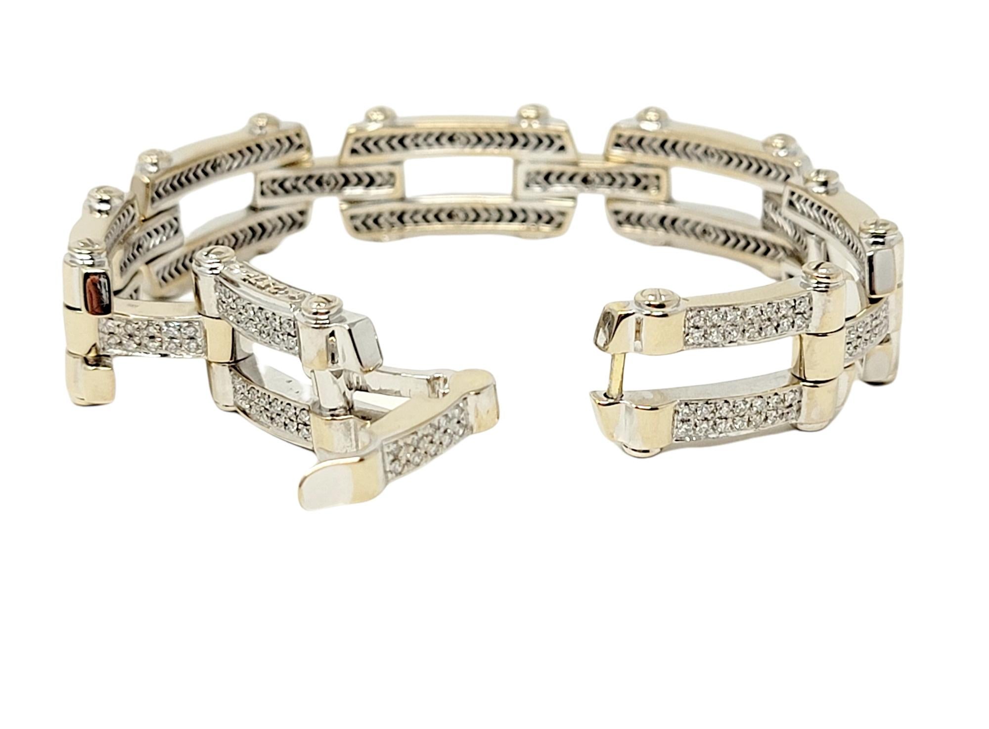 Philippe Charriol Pave Diamond Screw Link Bracelet in 18 Karat White Gold For Sale 1