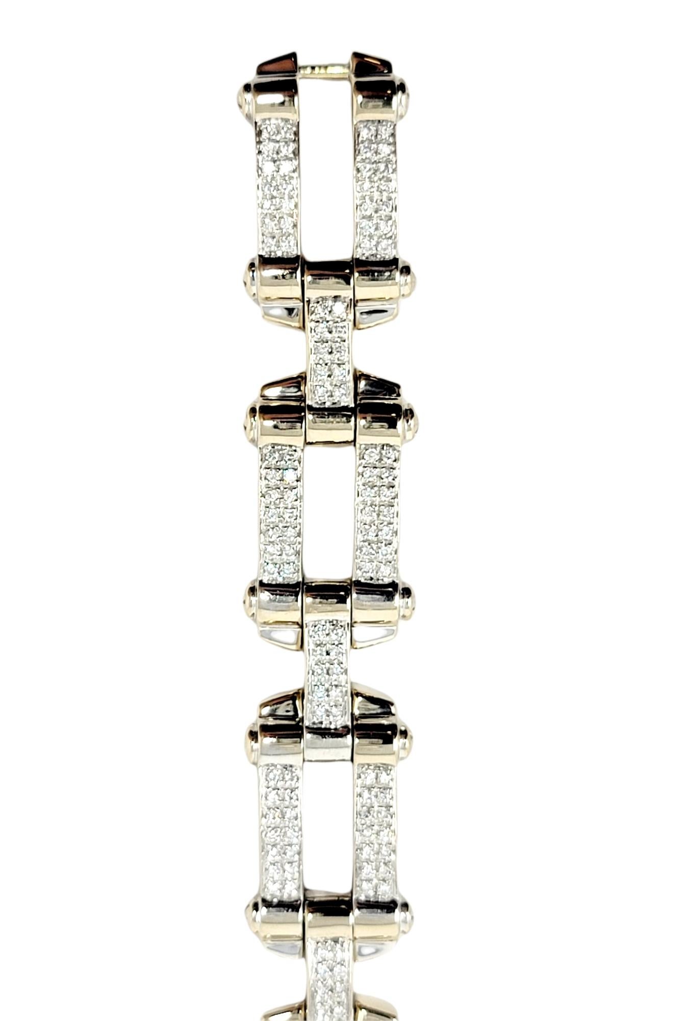 Contemporary Philippe Charriol Pave Diamond Screw Link Bracelet in 18 Karat White Gold For Sale