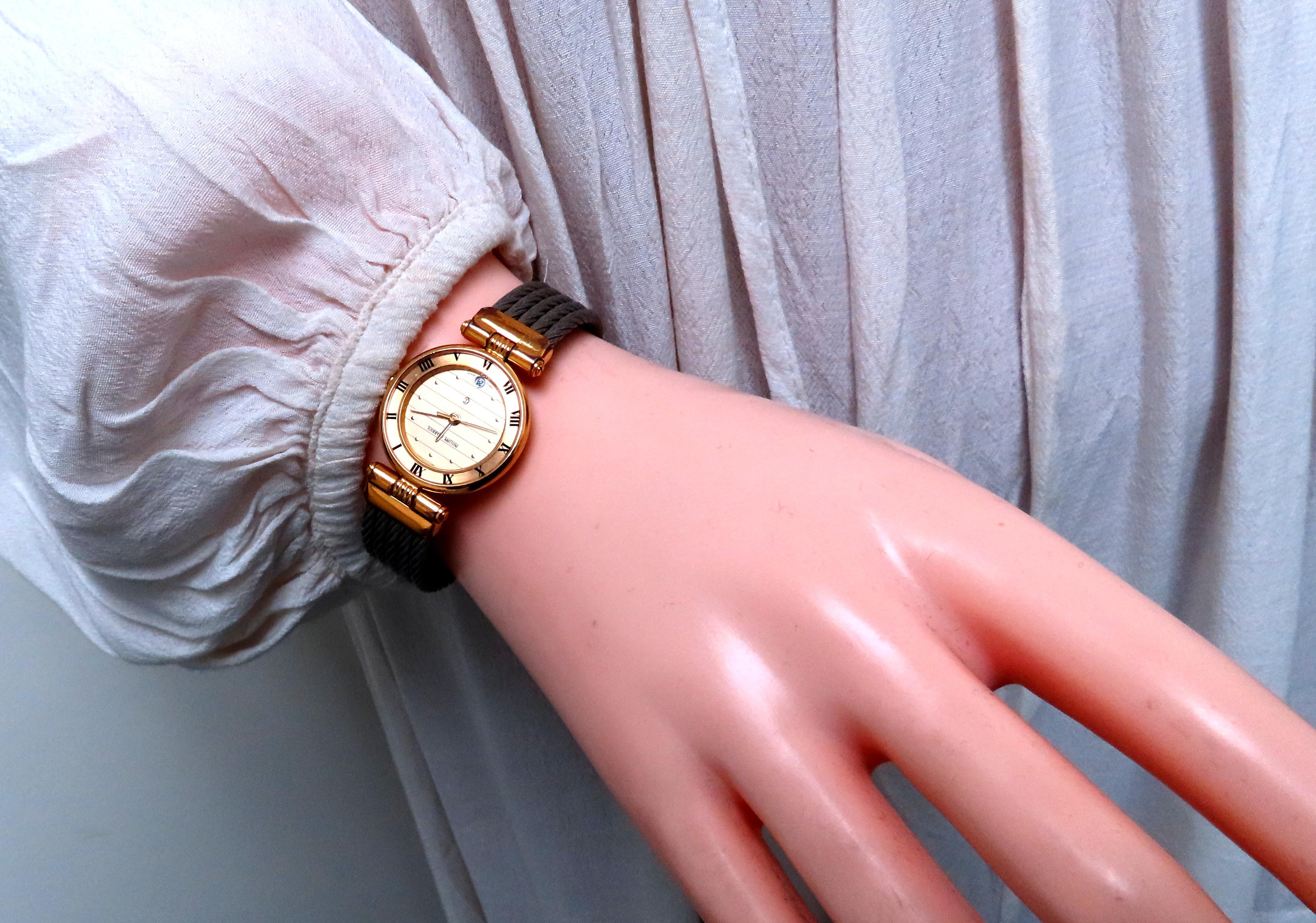 Jugendstil Philippe Charriol Quartz Watch w Date 12395 For Sale