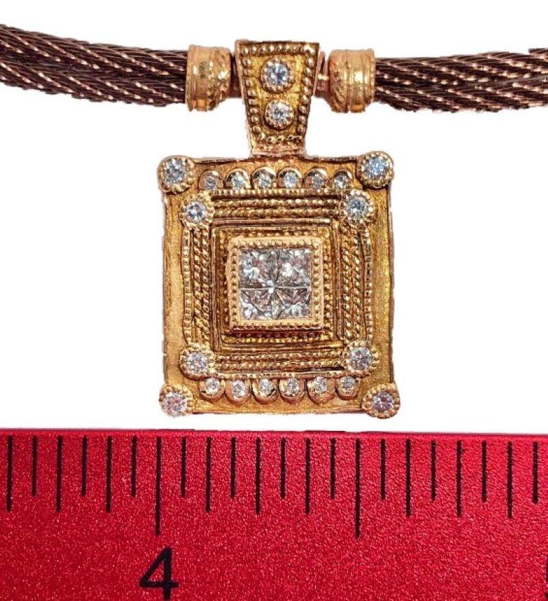 Philippe Charriol Rose Gold Diamond and Cable Necklace In Good Condition In Palm Beach, FL