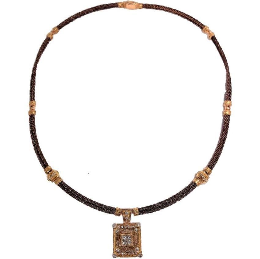 Philippe Charriol Rose Gold Diamond and Cable Necklace 1