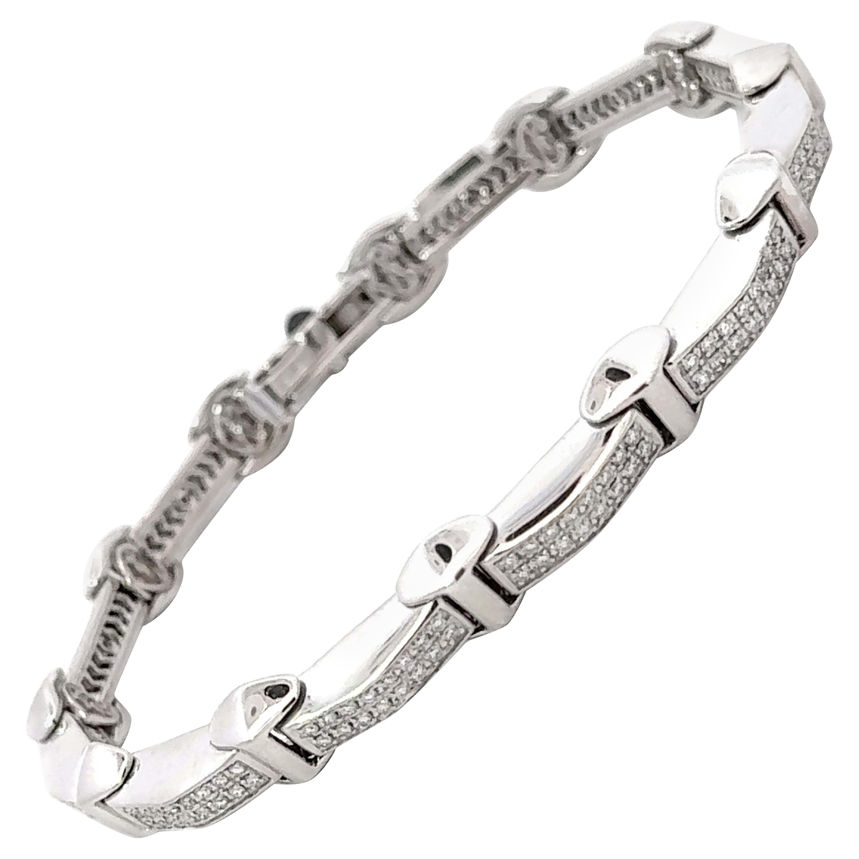 Philippe Charriol Pulsera Seccional de Diamantes Oro Blanco 18k