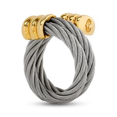 Philippe Charriol Bague de contournement en acier inoxydable et titane plaqué or