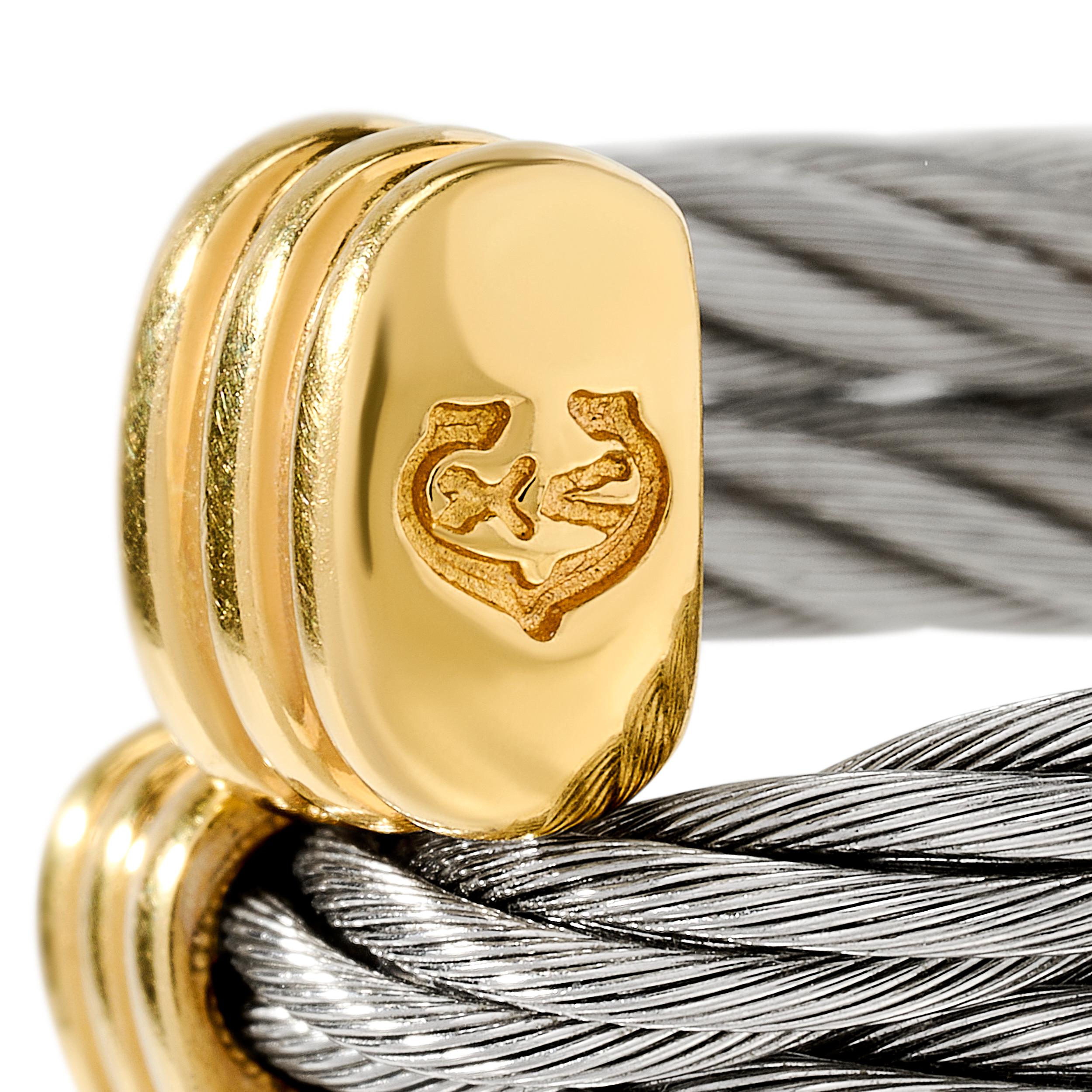 Philippe Charriol Stainless Steel and Gold Plated Titanium Rope Bypass Flex Ring In Excellent Condition In Philadelphia, PA