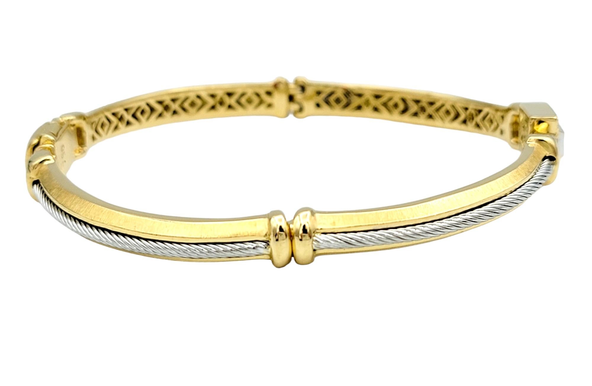 Contemporary Philippe Charriol Two Tone Bangle Bracelet in 18 Karat Gold and Stainless Steel