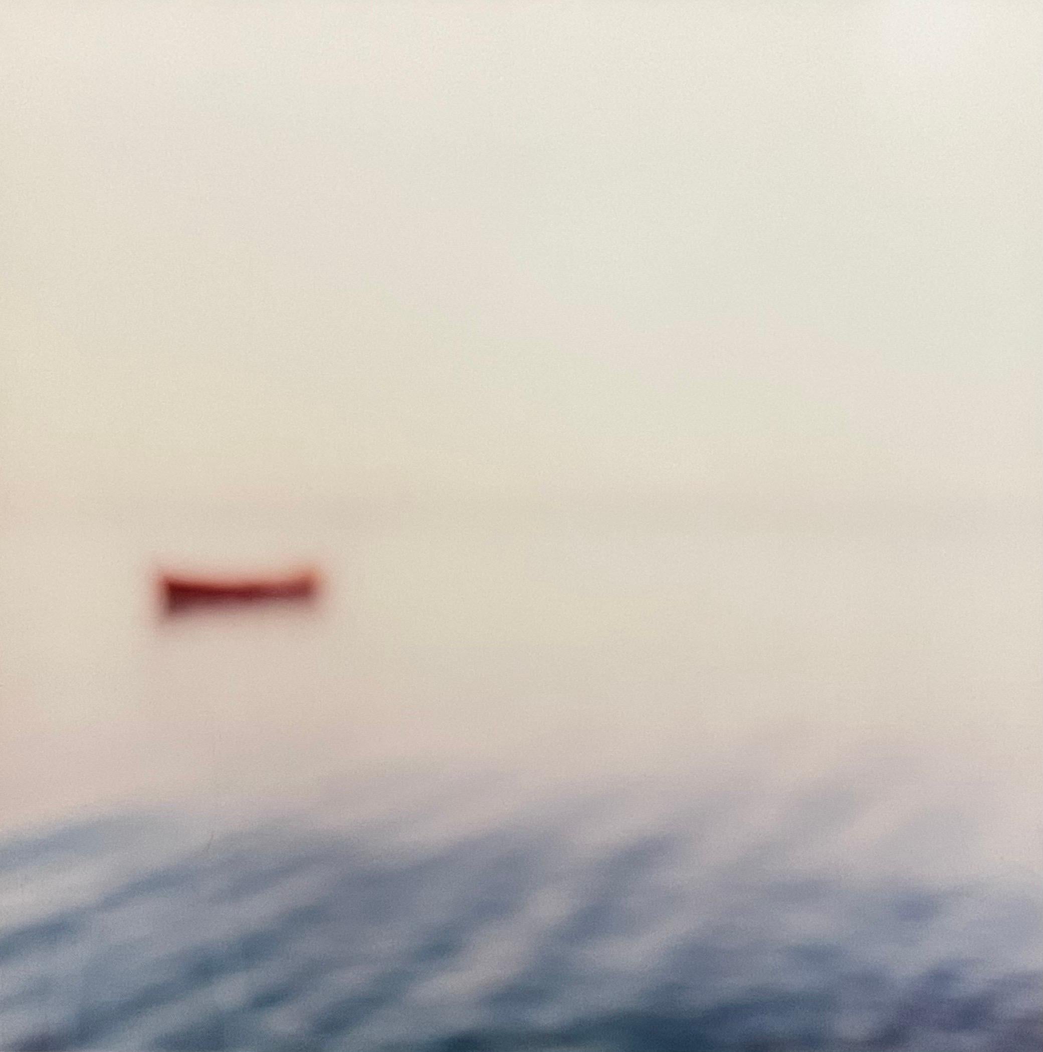 Large Chromogenic Mounted C Print Photograph Greece, Ocean Scene with Boat Photo - Gray Color Photograph by Philippe Cheng
