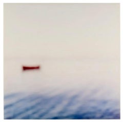 Large Chromogenic Mounted C Print Photograph Greece, Ocean Scene with Boat Photo