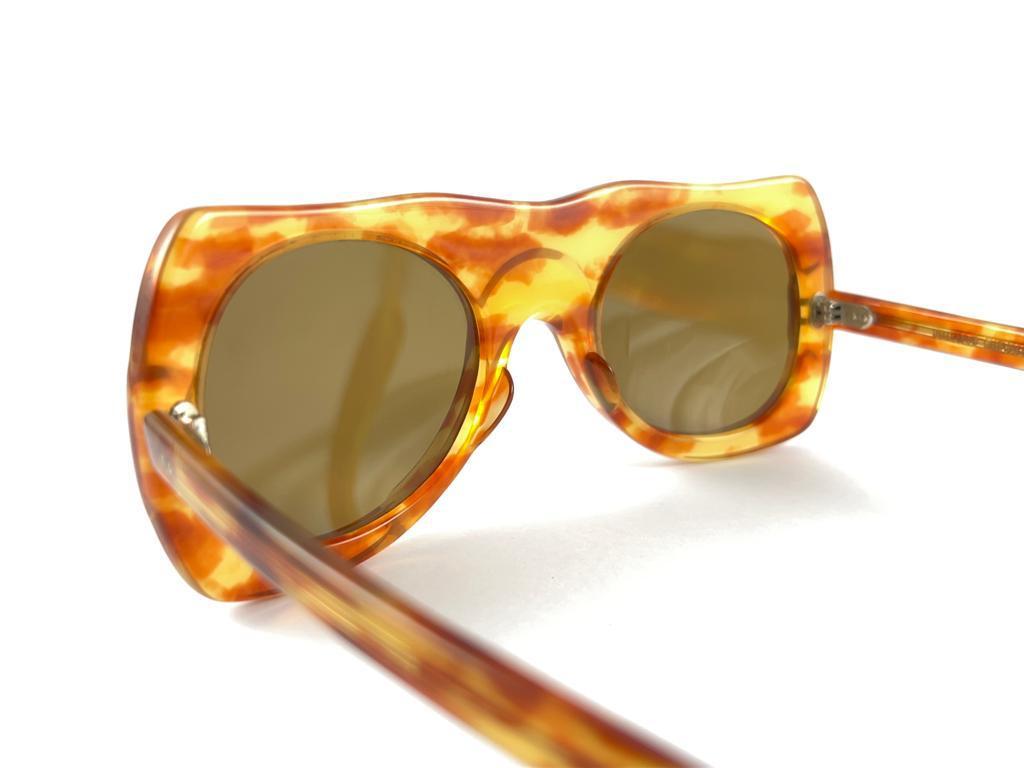 Philippe Chevallier Avant Garde Translucent Light Tortoise Sunglasses 1960s  For Sale 5