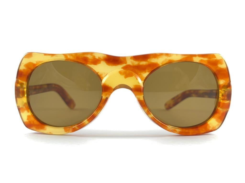 Philippe Chevallier Avant Garde Translucent Light Tortoise Sunglasses 1960s  For Sale 9
