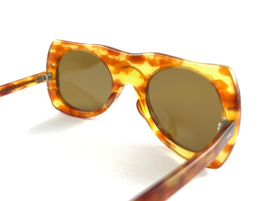 Philippe Chevallier Avant Garde Translucent Light Tortoise Sunglasses 1960s  For Sale 1