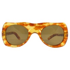Vintage Philippe Chevallier Avant Garde Translucent Light Tortoise Sunglasses 1960s 