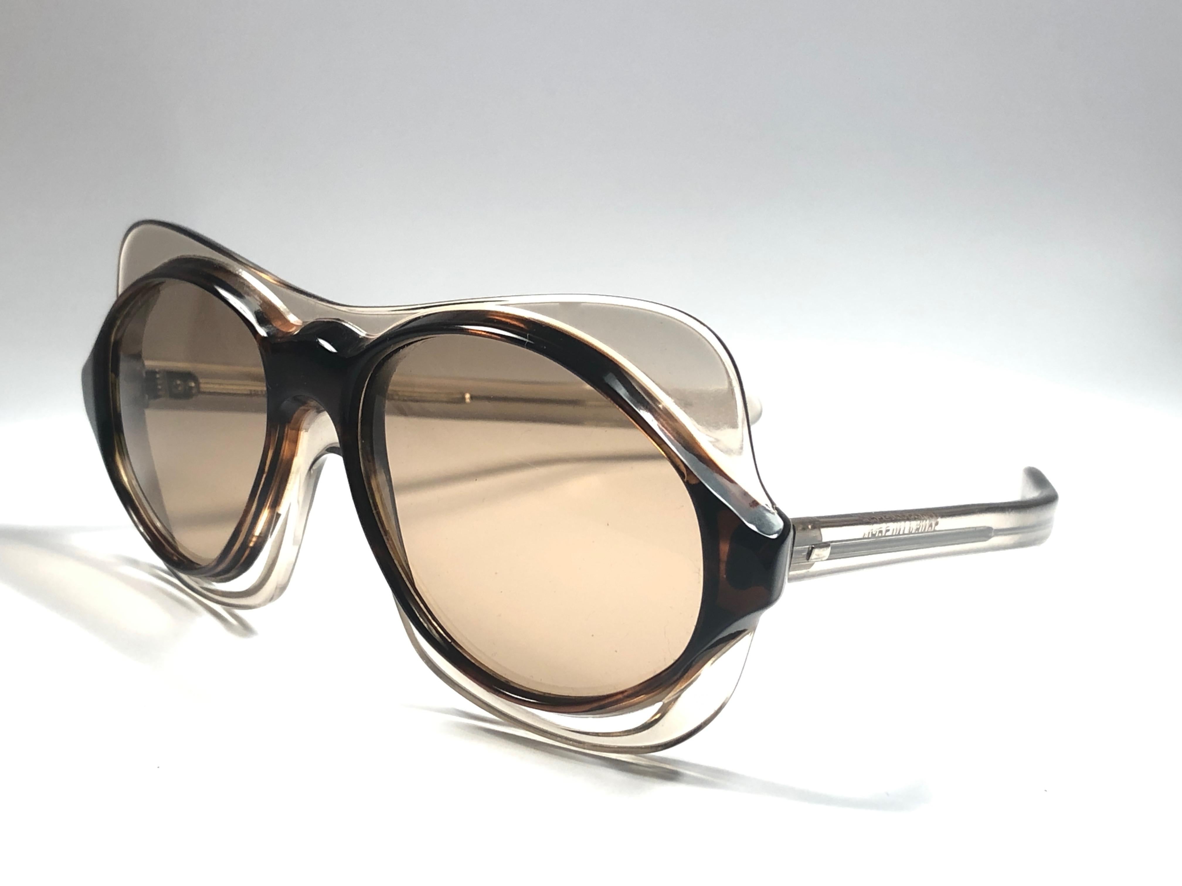 Beige Philippe Chevallier Vintage Avant Garde Translucent Sunglasses, 1960s