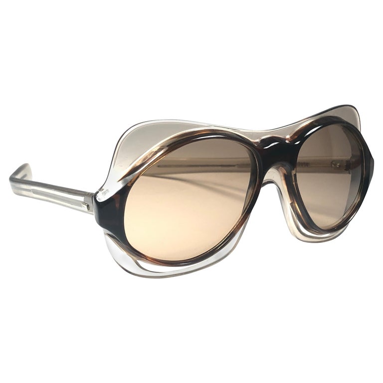 Vintage Avant Garde Sandy Translucent Oval Sunglasses Frames Only Frienda 12 Pieces Vintage Oval Sunglasses Retro Slender  main image 2