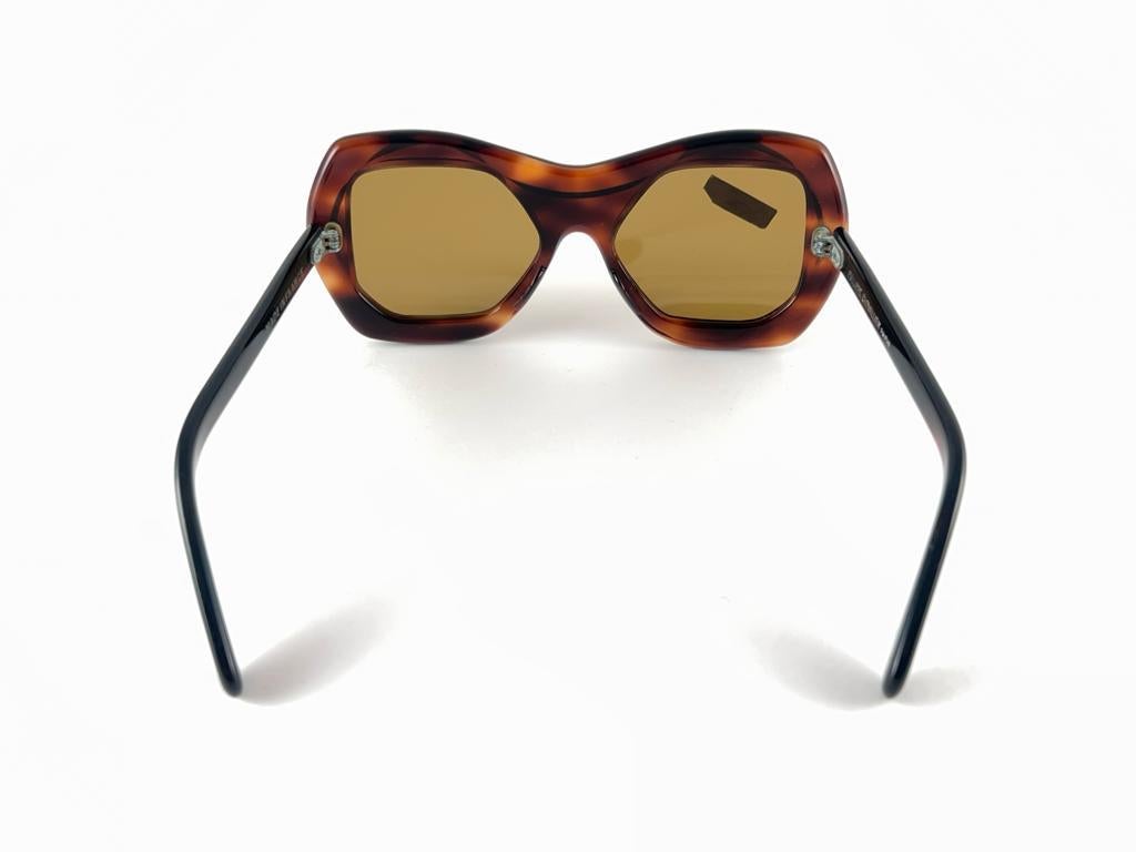 Philippe Chevallier Vintage Avant Garde Translucent tortoise Sunglasses 1960's  For Sale 5