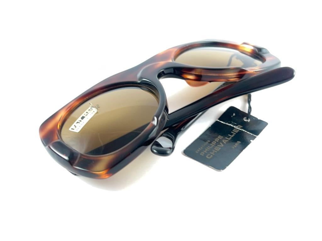 Philippe Chevallier Vintage Avant Garde Translucent tortoise Sunglasses 1960s  For Sale 11