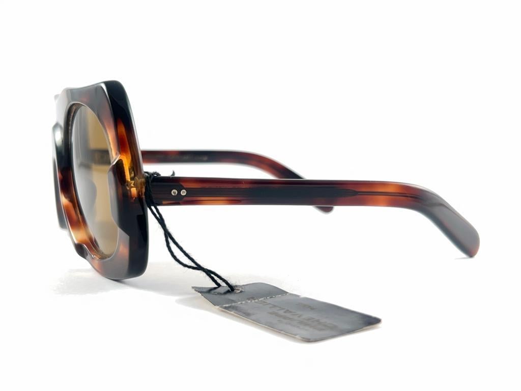 Philippe Chevallier Vintage Avant Garde Translucent tortoise Sunglasses 1960s  For Sale 1