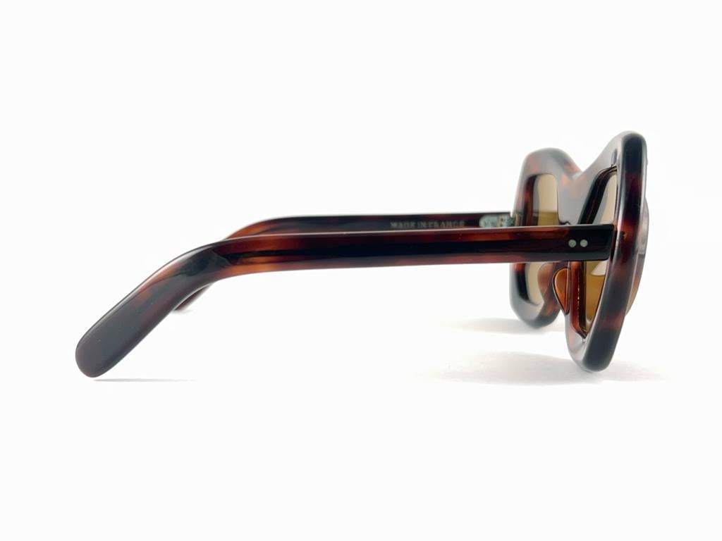 Philippe Chevallier Vintage Avant Garde Translucent tortoise Sunglasses 1960's  For Sale 1