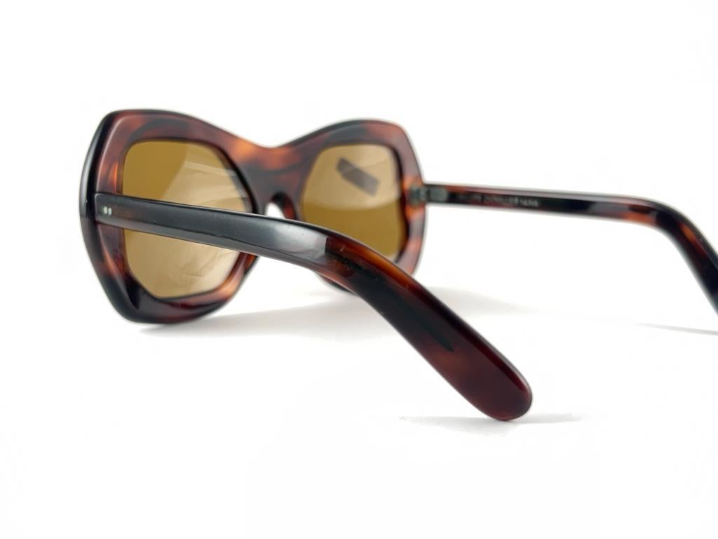 Philippe Chevallier Vintage Avant Garde Translucent tortoise Sunglasses 1960's  For Sale 4