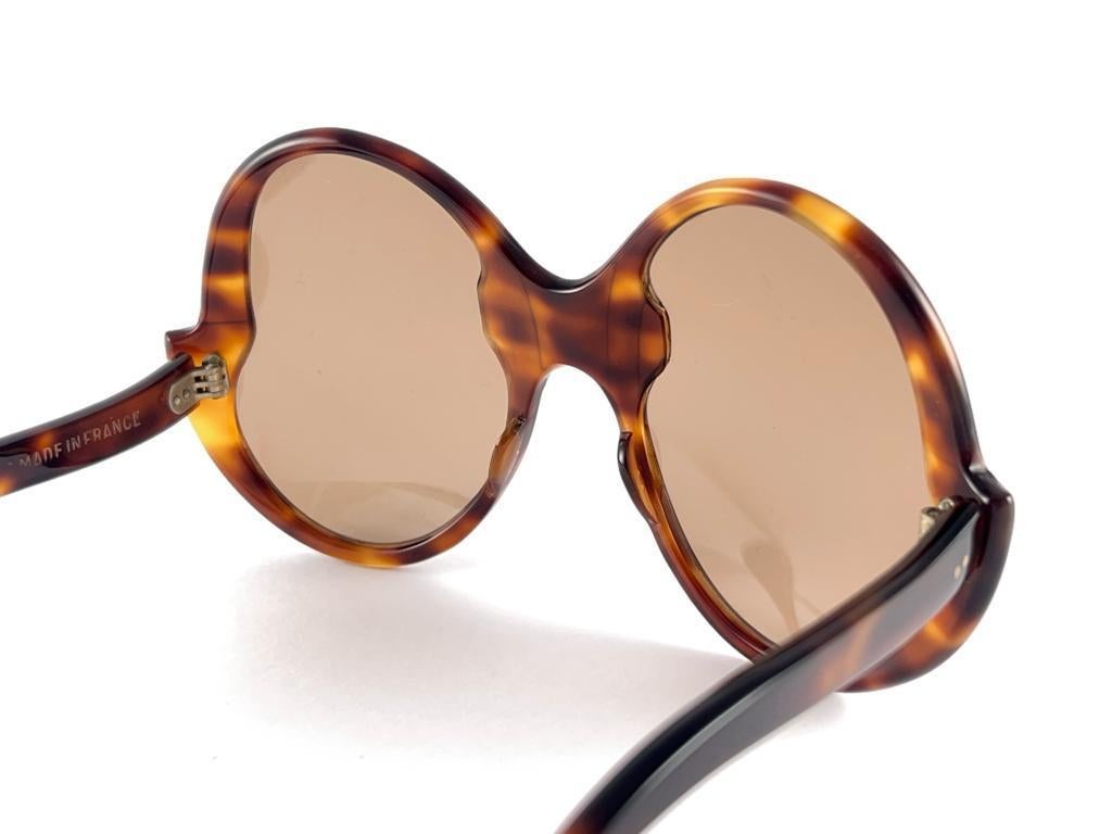 Philippe Chevallier Vintage Tortoise Oval Oversized Sunglasses 1960's France  en vente 6
