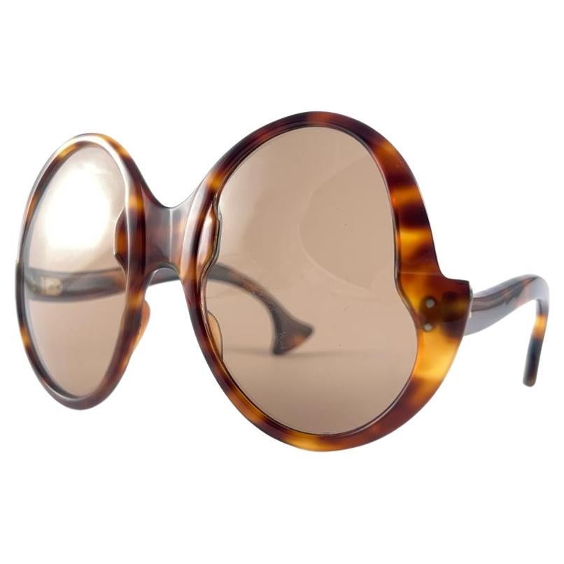 Philippe Chevallier Vintage Tortoise Oval Oversized Sunglasses 1960's France  en vente