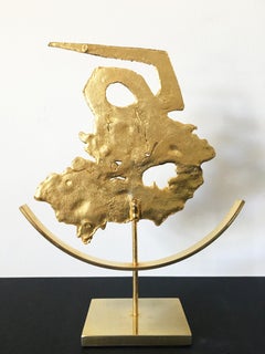 Sculpture du signe du zodiaque Capricorn de Philippe Cheverny signée, métal moulé doré