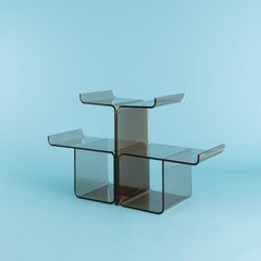 Philippe Cheverny, elegantes Regal aus geräuchertem Plexiglas, KIT DESIGN ed., ca. 1970