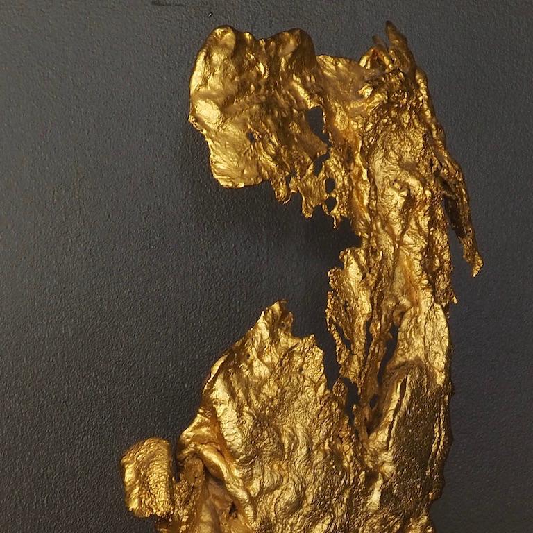 Mid-Century Modern Philippe Cheverny Gilded Abstract Sculpture, Circa 1970 For Sale