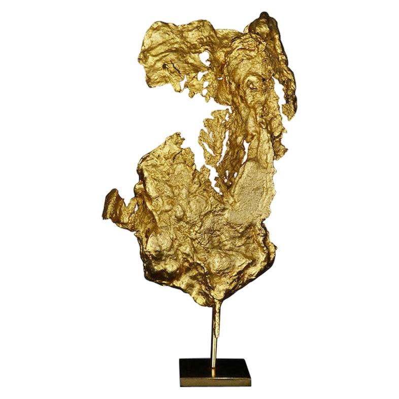 Philippe Cheverny Gilded Abstract Sculpture, Circa 1970