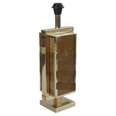 Philippe Cheverny, grande base per lampada in ottone con vetro églomisé, Francia, anni '70