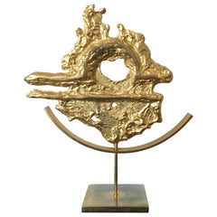 Retro Philippe Cheverny Libra Zodiac Sculpture Signed, Gilded Cast Metal