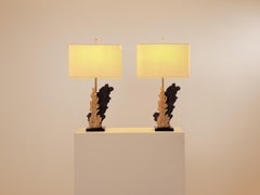 Philippe Cheverny pair of large resin and bronze table lamps 1970s