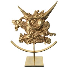 Philippe Cheverny Taurus Zodiac Sculpture Signed, Gilded Cast Metal