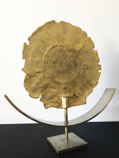 Sculpture du zodiaque Philippe Cheverny signée Philippe Cherverny en métal moulé, doré