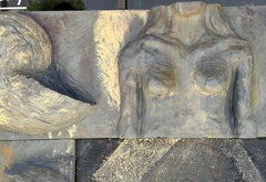 Philippe Cognee 1987 Encaustic Wood Wall Sculpture Painting