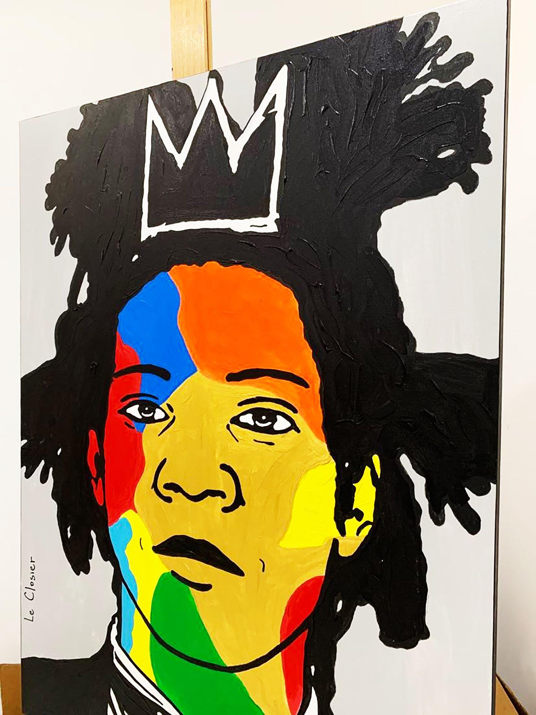 Legendary artist Jean-michel Basquiat (1960 â€“ 1988).  Original painting.  Acrylic and oil on canvas. 30