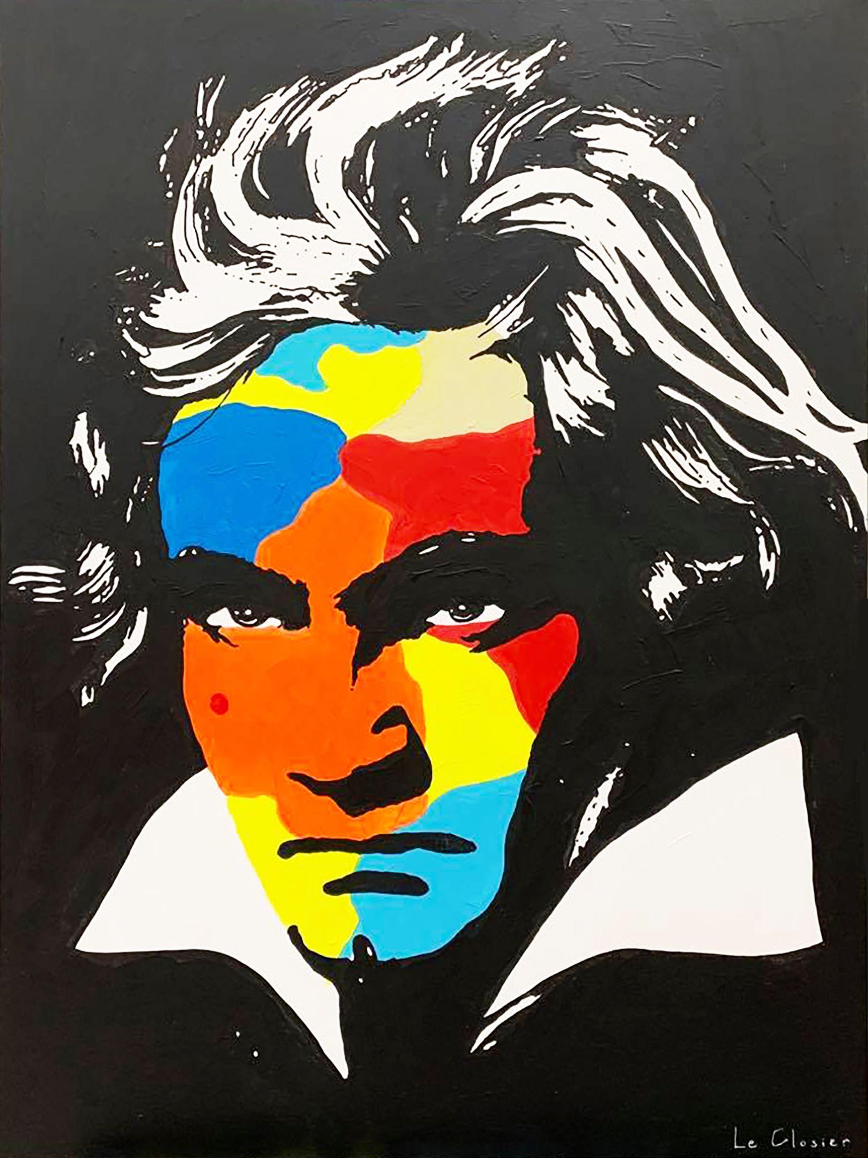 Ludwig van Beethoven (1770 â€“1827) was a German composer and pianist.   He is one of the most admired composers in the history of Western music.  Original painting.  Acrylic on canvas.  30"x 40" (76cm x 101cm).  Ready to hang. :: Painting ::