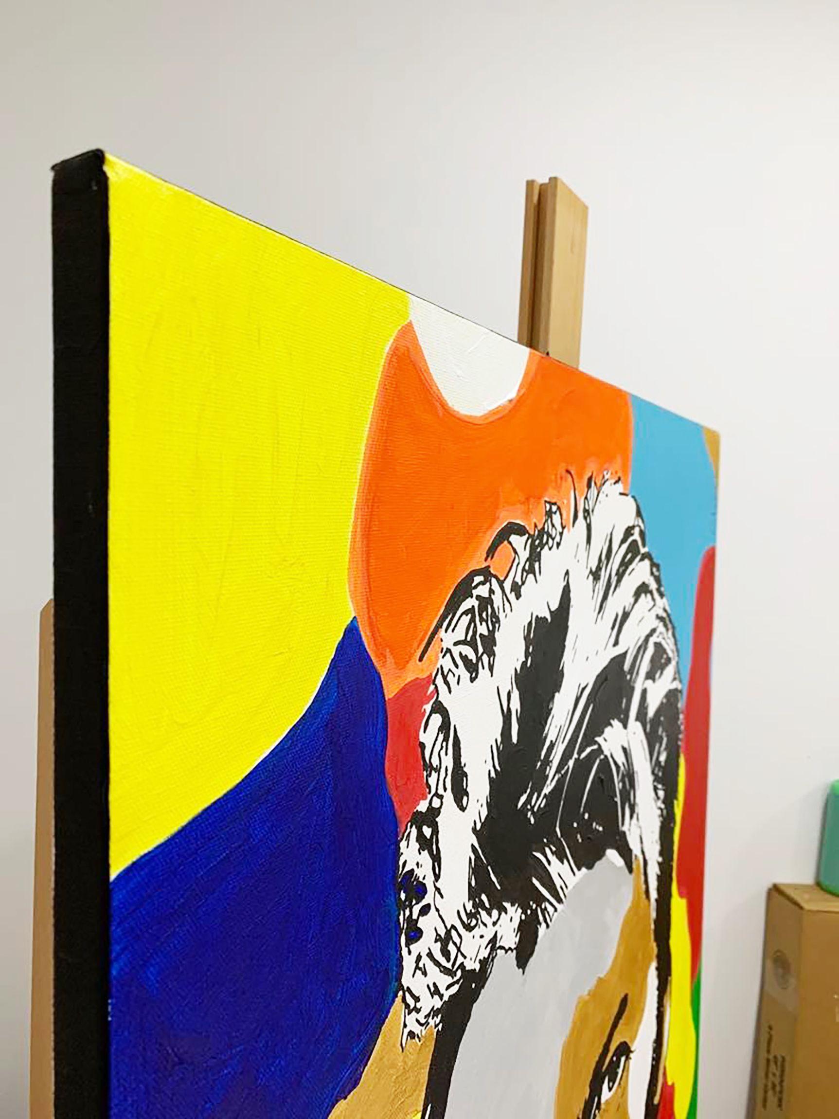 Rock star David Bowie (1947-2016)  Original painting.  Acrylic and oil on canvas. 30