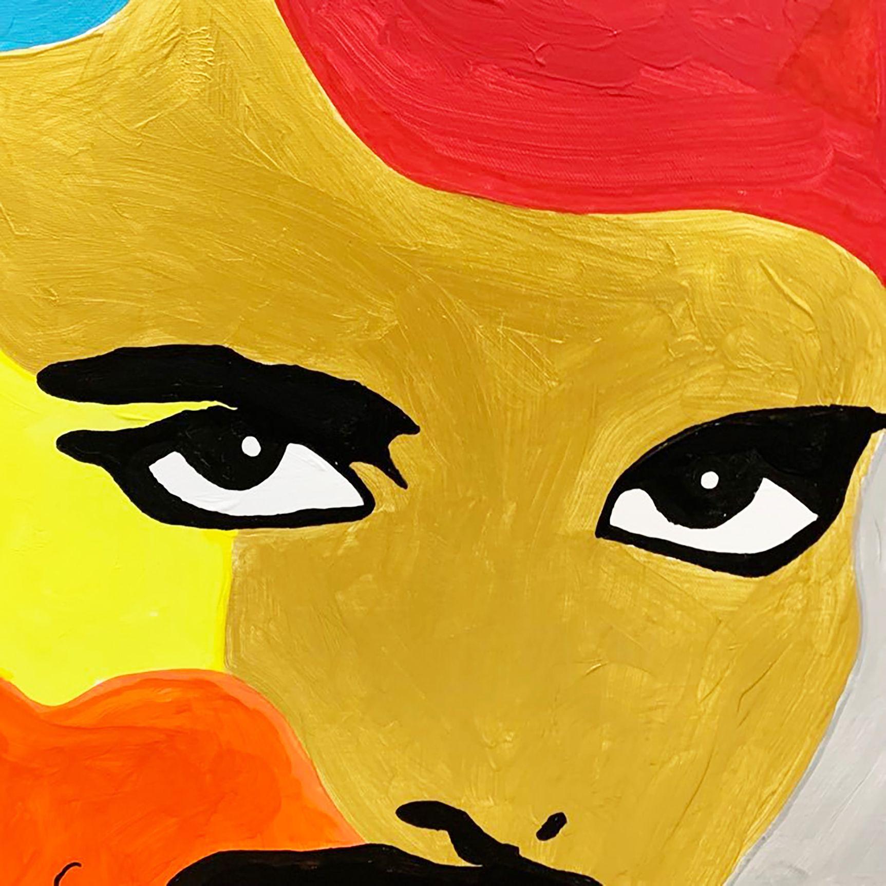 Freddie Mercury, Frontmann der Rockband QUEEN.    Acryl und Öl auf Leinwand.    30in x 30in (76cm x 76cm) :: Gemälde :: Pop-Art :: Dieses Werk wird mit einem offiziellen, vom Künstler unterzeichneten Echtheitszertifikat geliefert :: Bereit zum
