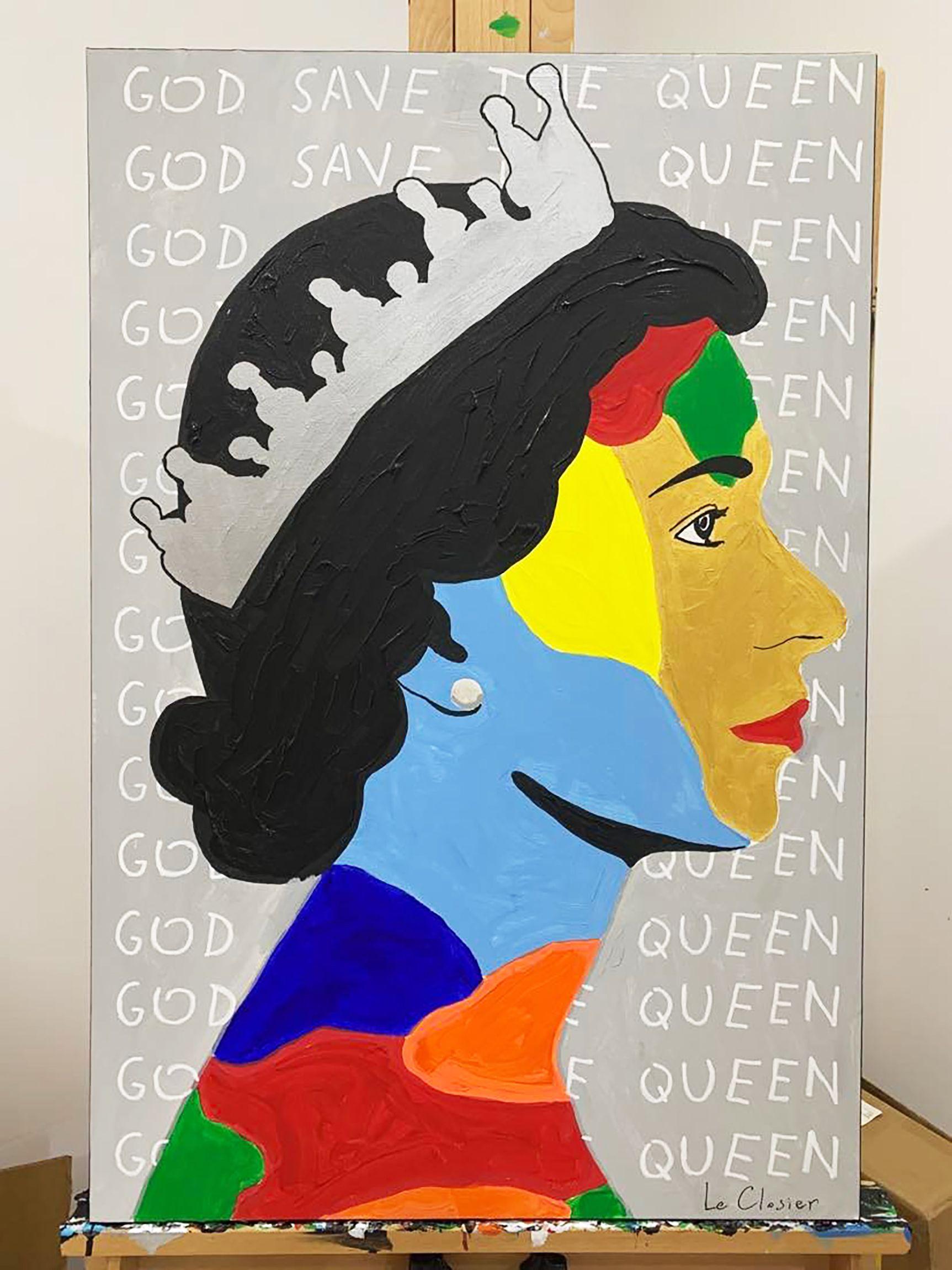The Platinum Jubilee of Elizabeth II is being celebrated in 2022 in the Commonwealth of Nations to mark the 70th anniversary of the accession of Queen Elizabeth II on 6 February 1952  Original painting.  Acrylic and oil on canvas. 24