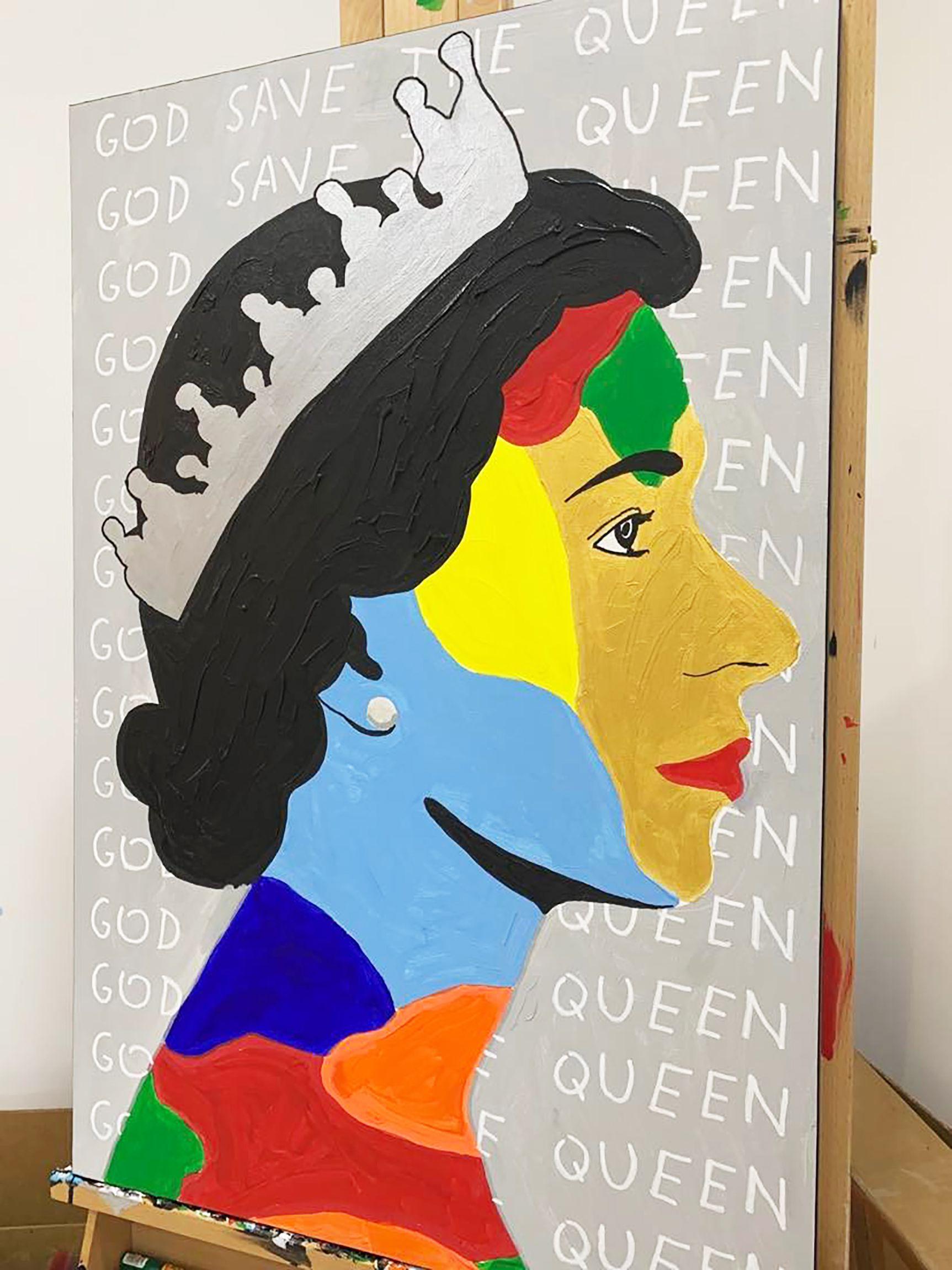 GOD SAVE THE QUEEN, Painting, Acrylic on Canvas For Sale 2