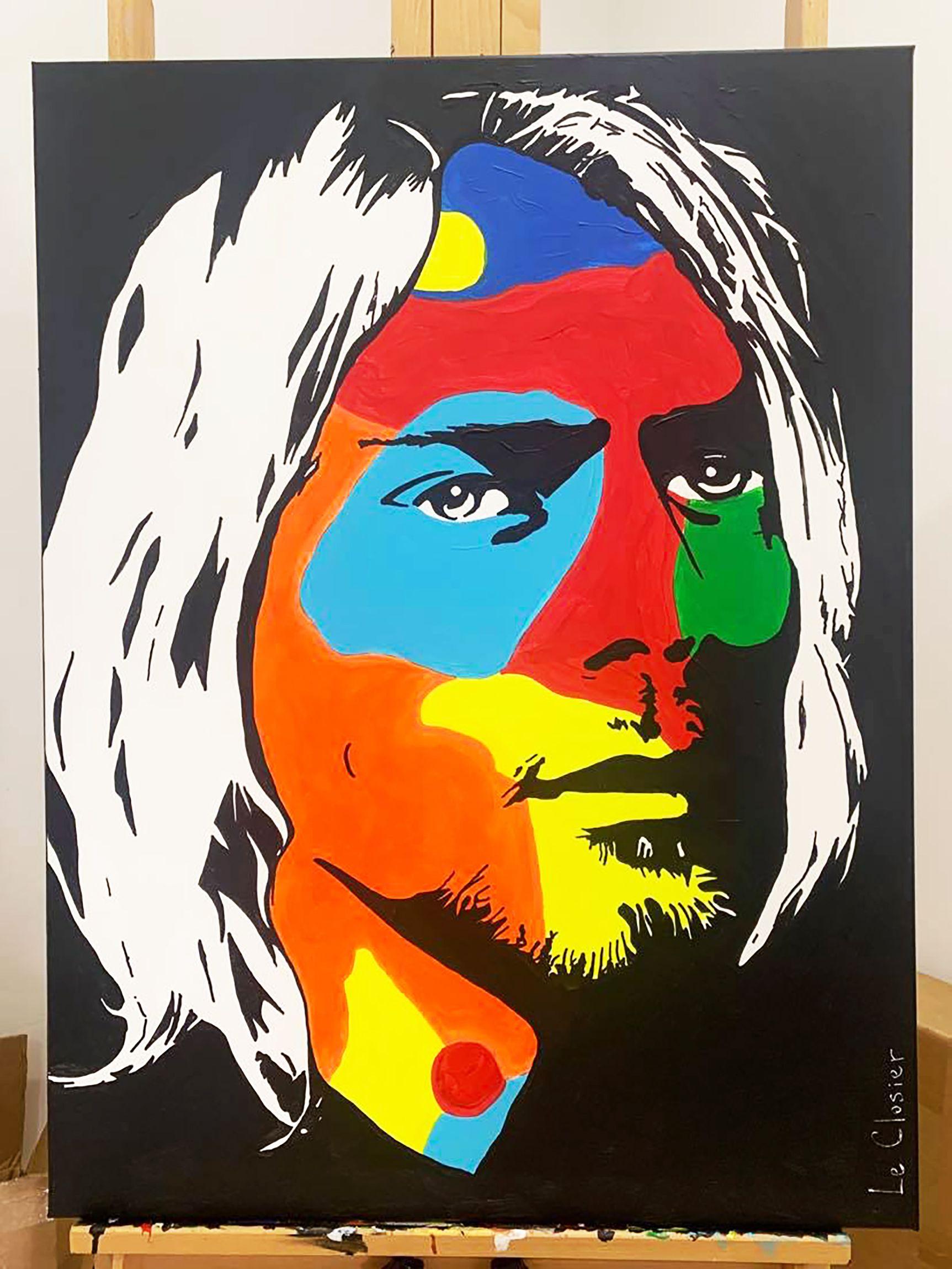 Kurt Cobain, peinture, acrylique sur toile - Pop Art Painting par Philippe Colpaert (Le Closier)