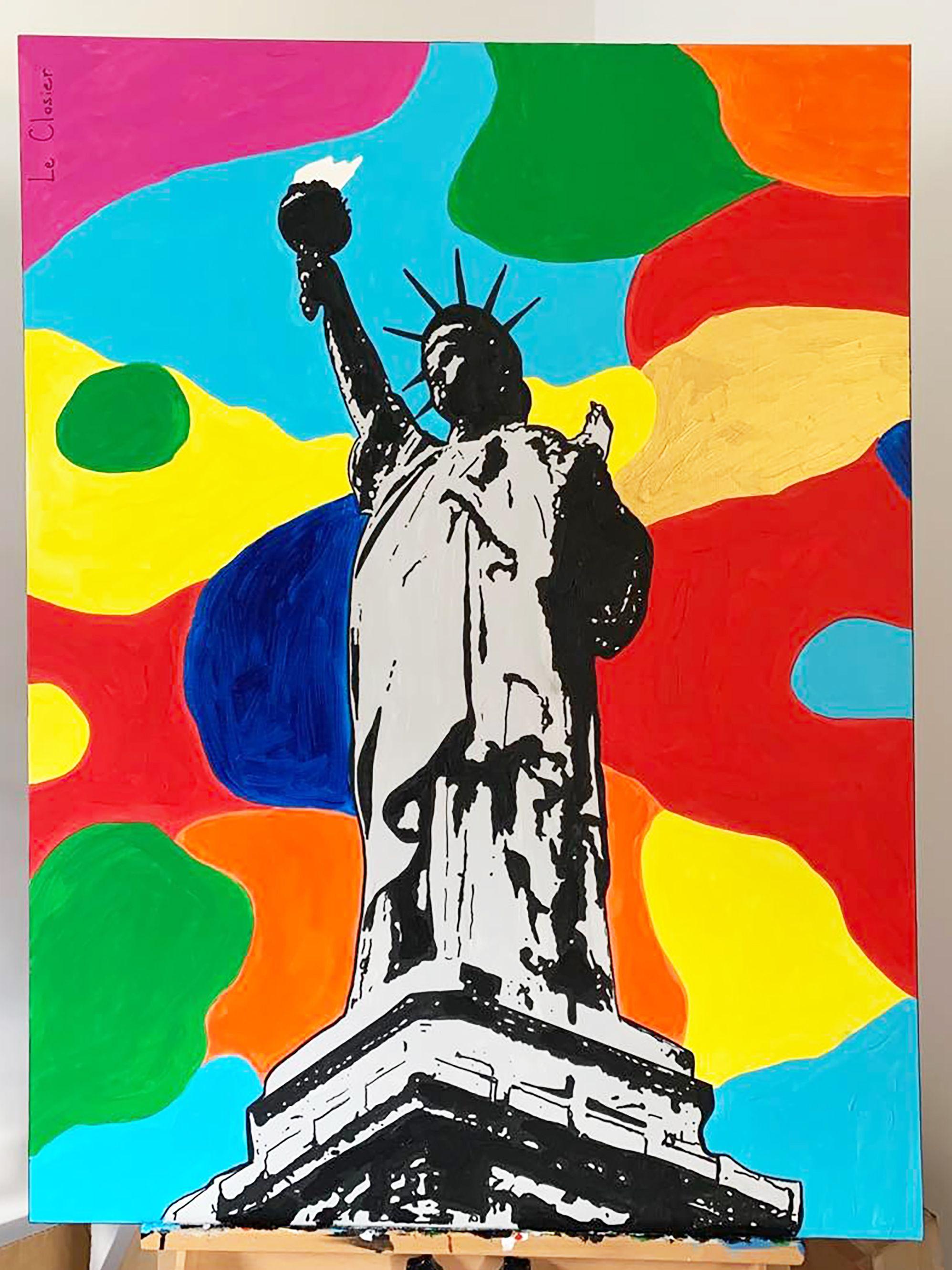 LIBERTY (GREY), Gemälde, Acryl auf Leinwand (Pop-Art), Painting, von Philippe Colpaert (Le Closier)