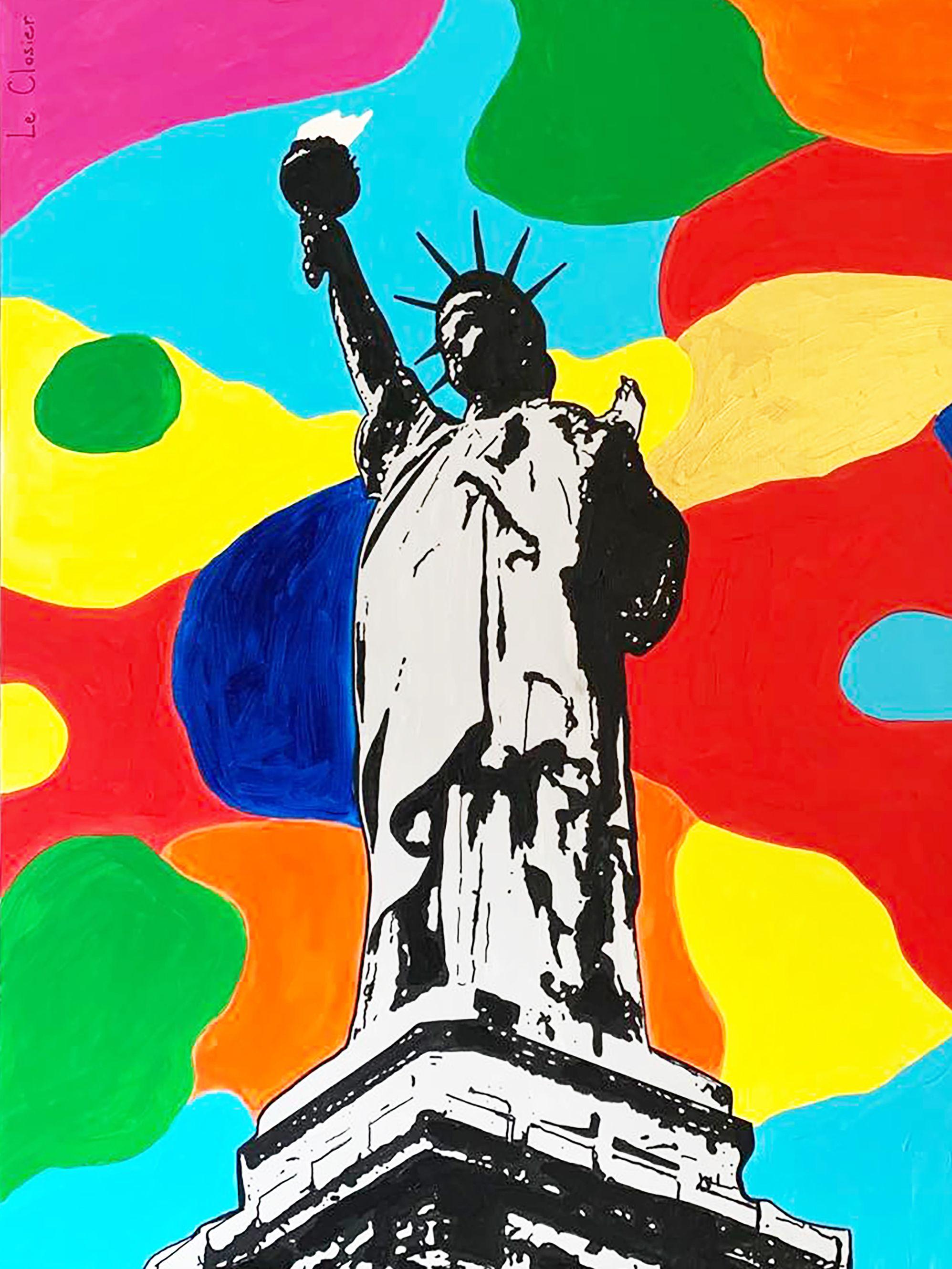 LIBERTY (GREY), Gemälde, Acryl auf Leinwand – Painting von Philippe Colpaert (Le Closier)