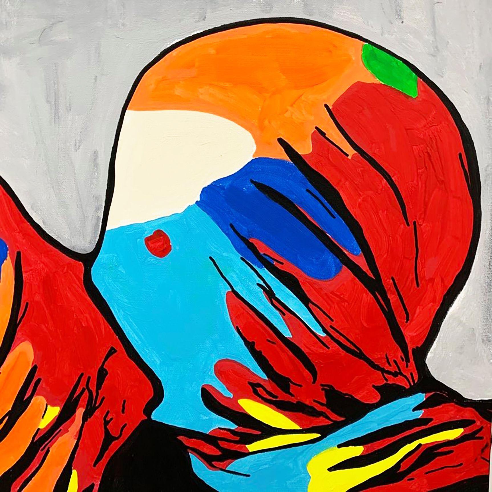 AMANTES, Pintura, Acrílico sobre lienzo - Figurative Painting Naranja de Philippe Colpaert (Le Closier)