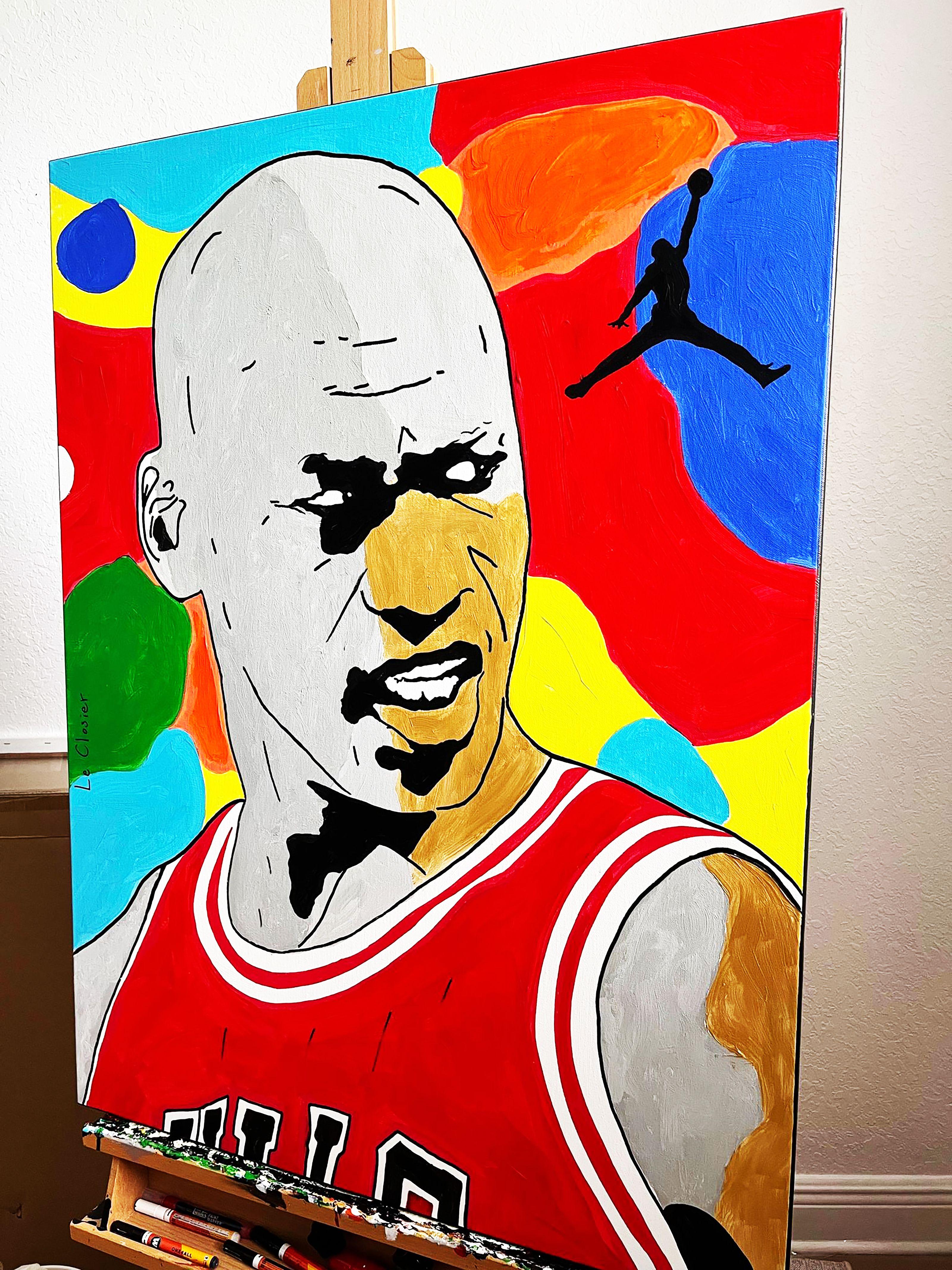 6 x NBA finals champion and legend Michael Jordan.    Acrylic and oil on canvas. 30