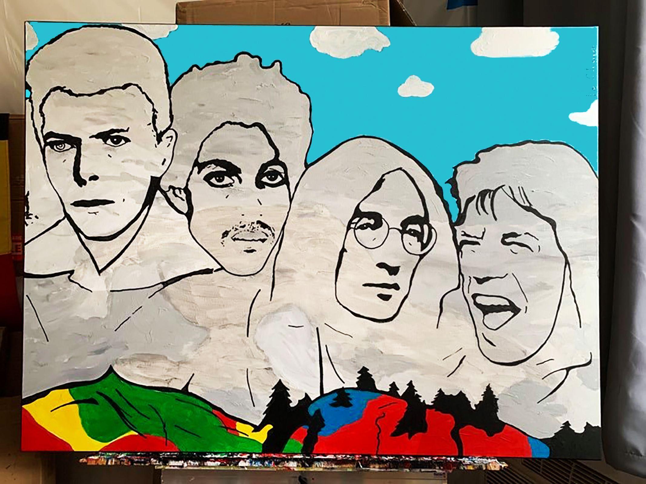 MOUNT ROCKMORE, Gemälde, Acryl auf Leinwand (Pop-Art), Painting, von Philippe Colpaert (Le Closier)