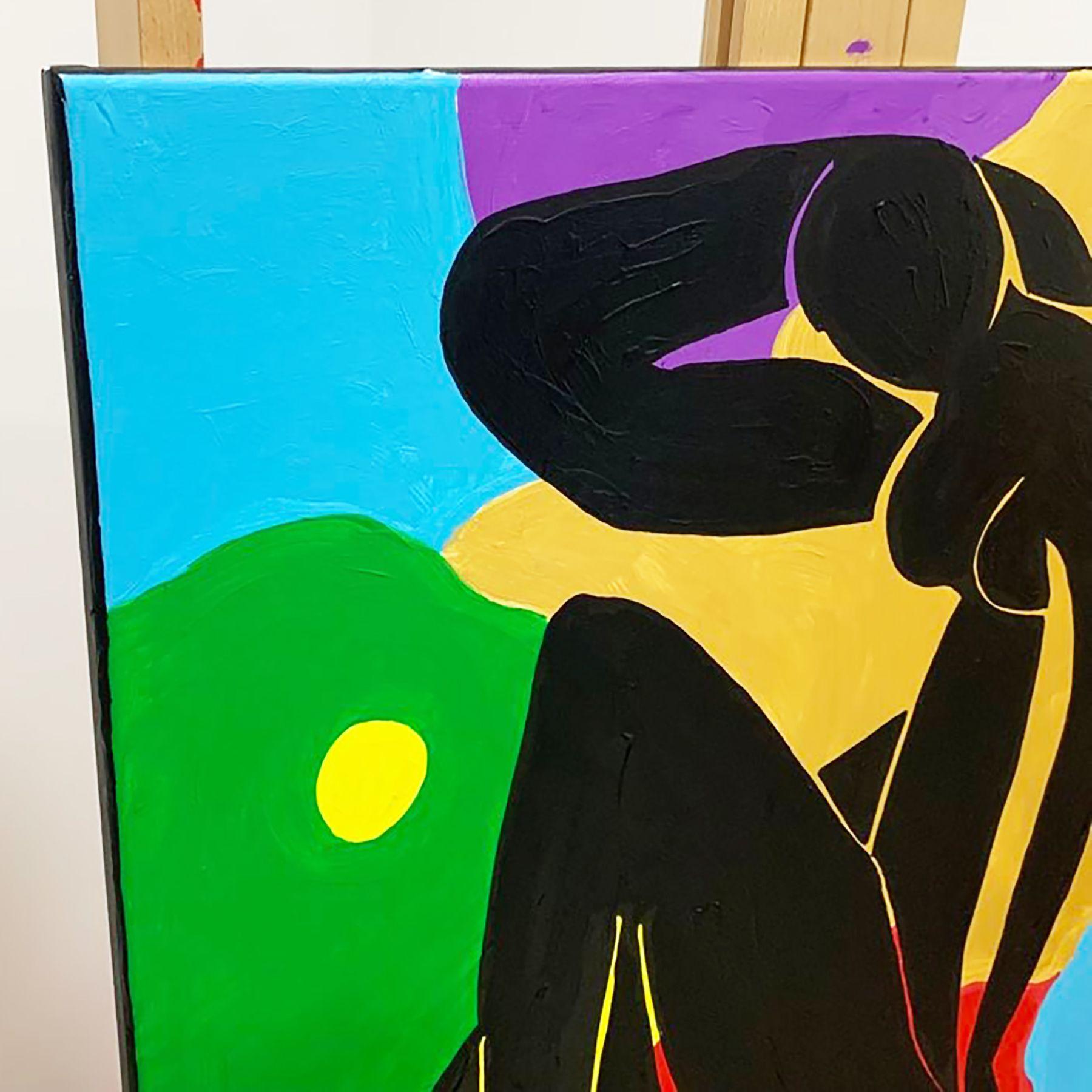 NUDO II  Omaggio al pittore francese Henri Matisse.  Acrilico e olio su tela.  30in x 30in (76cm x 76cm).  Pronto per essere appeso. :: Pittura :: Pop-Art :: Questo pezzo viene fornito con un certificato ufficiale di autenticità firmato dall'artista
